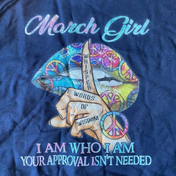 March Birthday Girl Hoodie Navy 3XL - Picture 1 of 4
